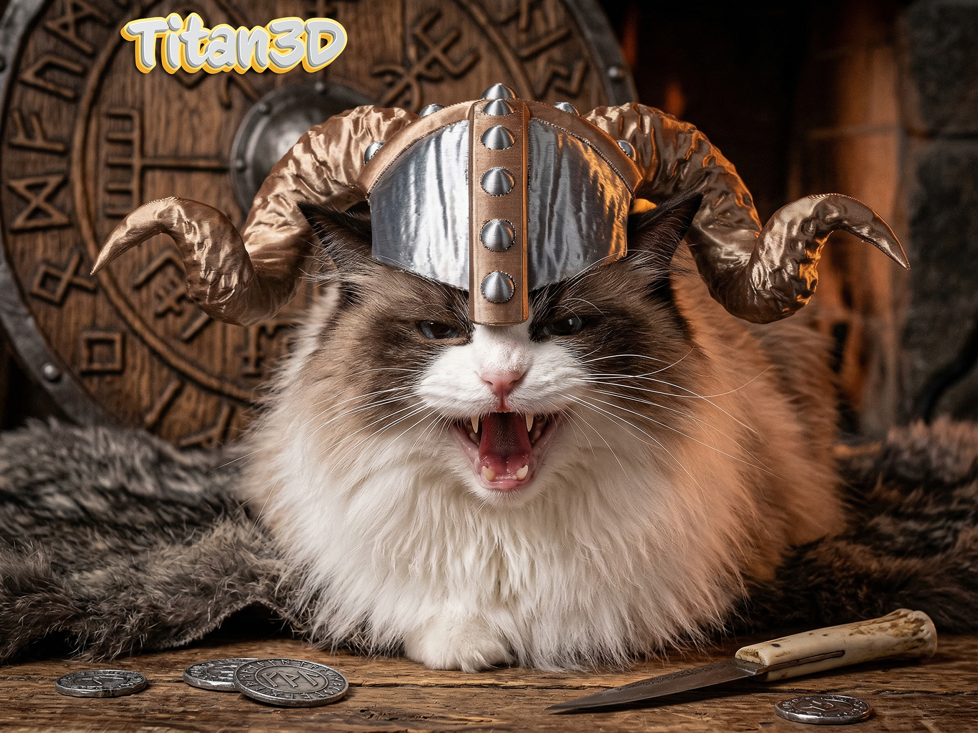 Cat Viking Helmet