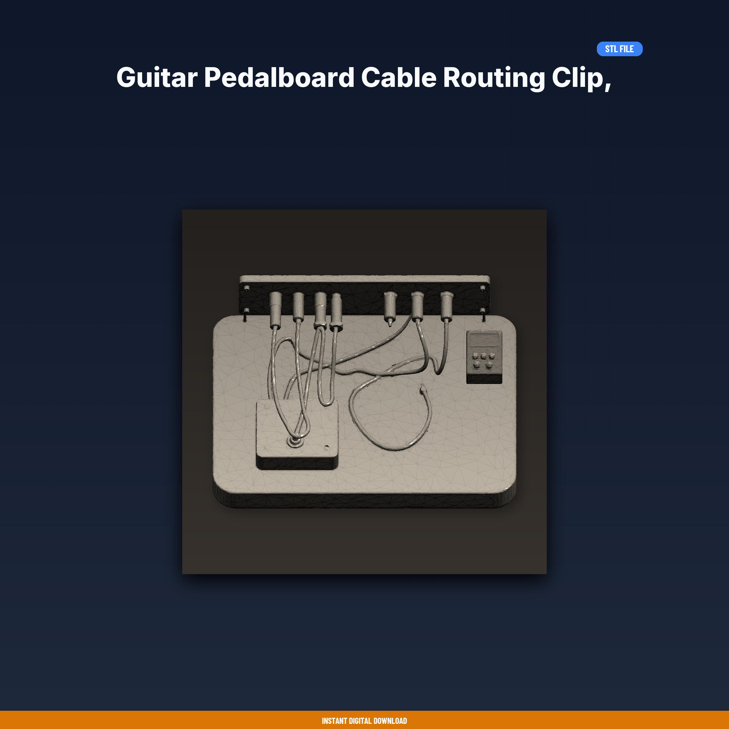 Guitar Pedalboard Cable Routing Clip, Adhesive Mount, Clean Cable Runs - 3D Printable STL File