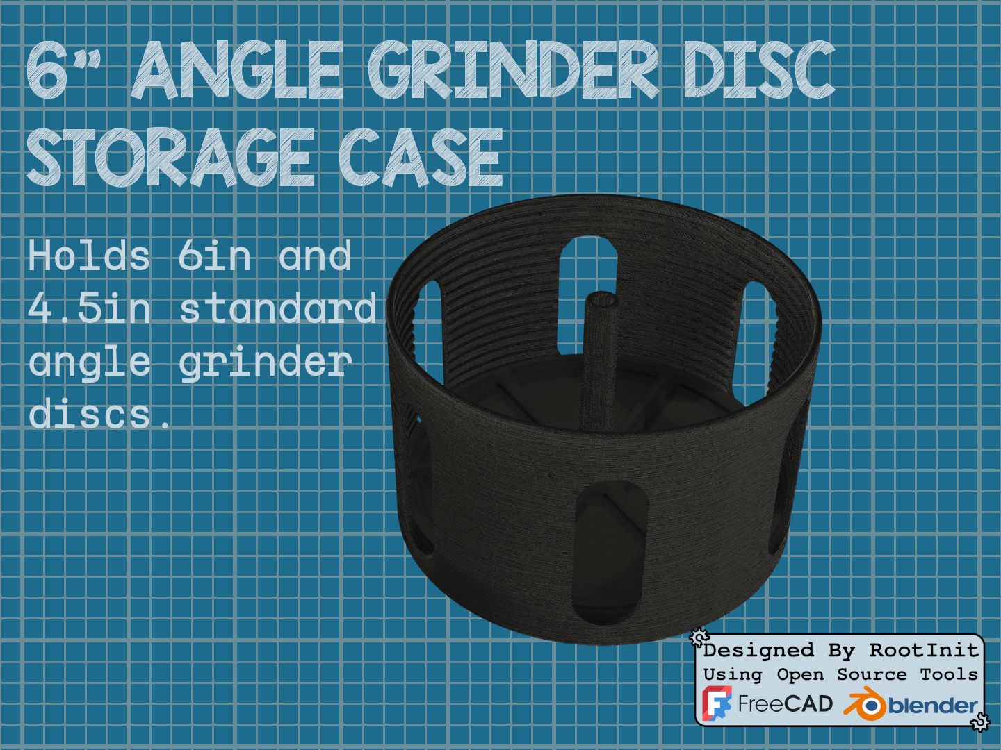 Screw-Top Angle Grinder Disc Case (For Up to 6in Discs)