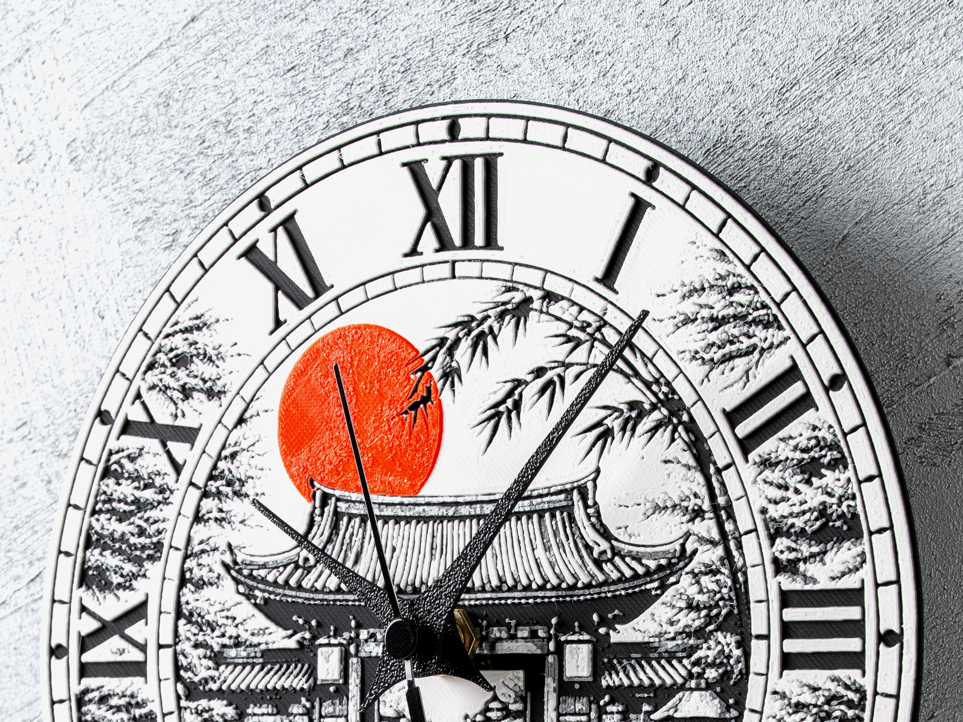 Red Moon Temple Clock