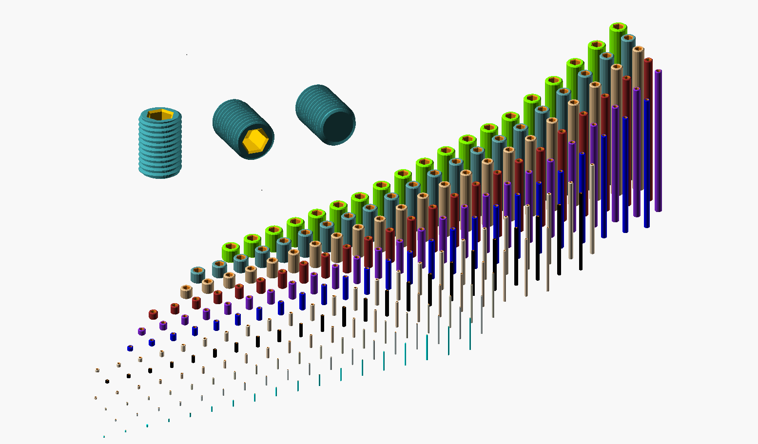 Hundreds of Metric Hexagon Socket Grub Screws M2 up to M24 (easy print)