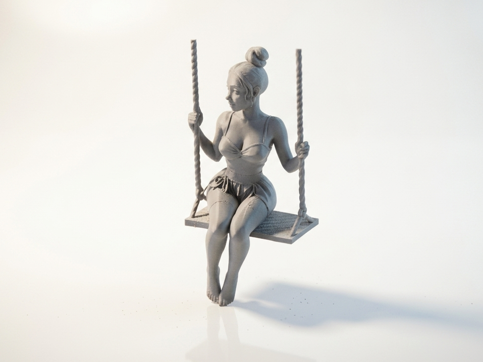 Princess On A Swing Figurine Female 3D Printable
