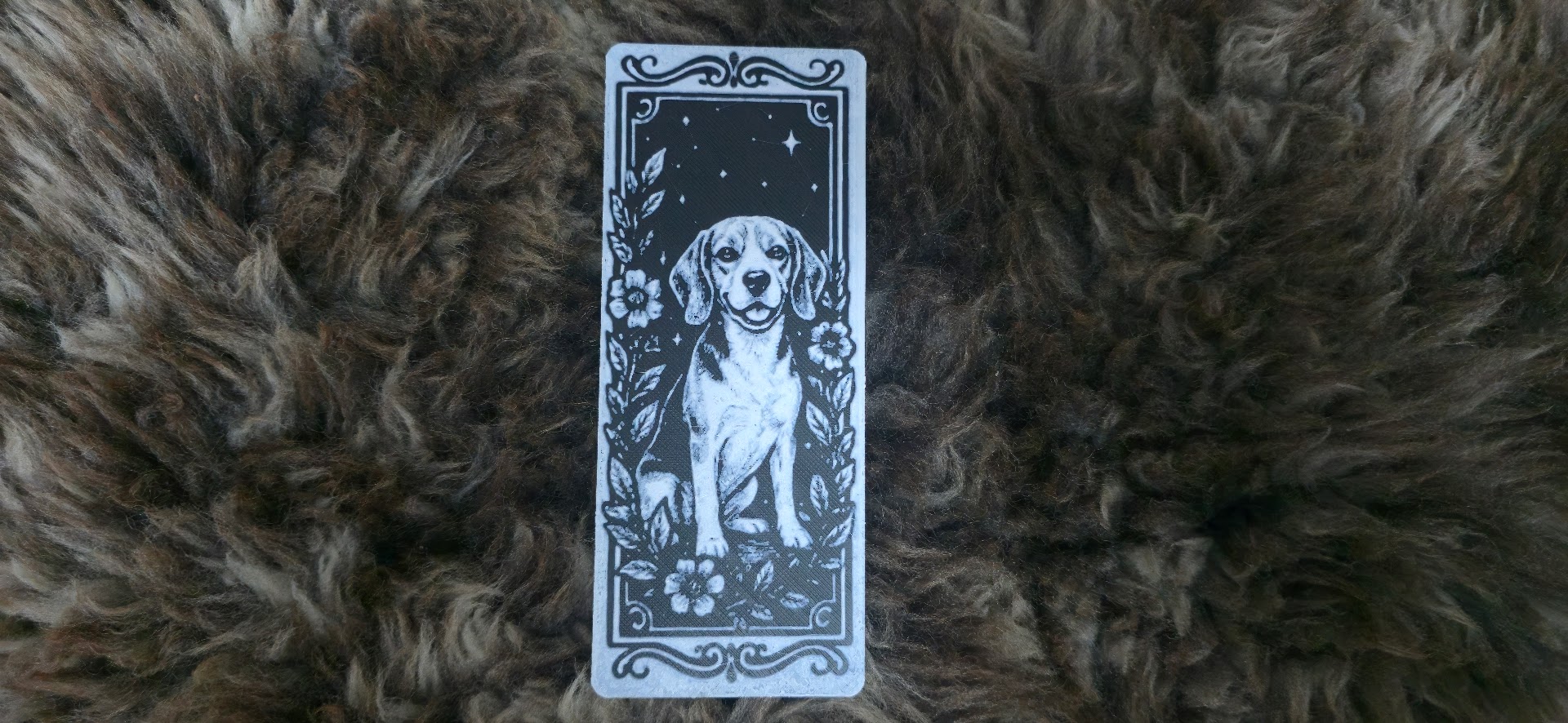 Beagle Dog Floral Night Sky Bookmark