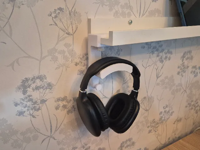 Headphone desk or shelf hanger with extra hook