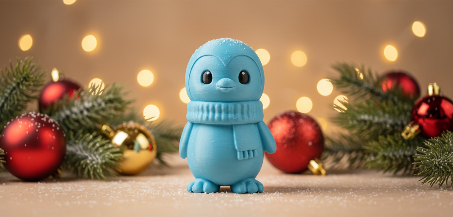 Smiling Penguin with Cozy Scarf Holiday Figure