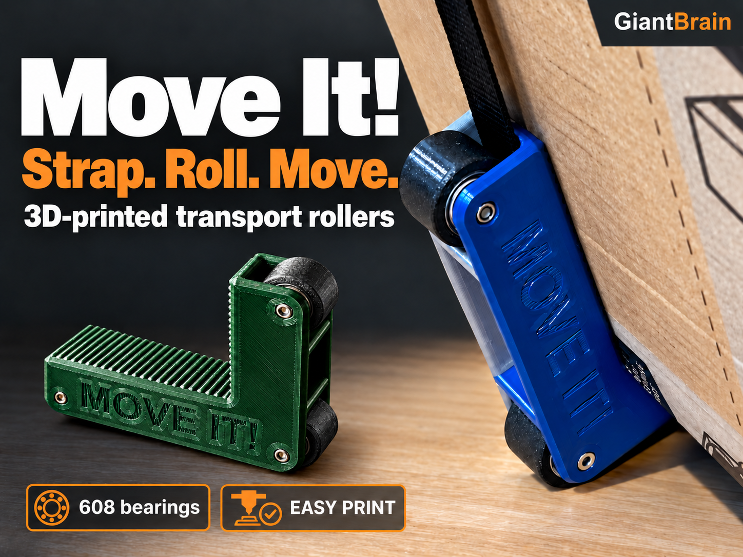 Move It! – 3D-Printed Transport Rollers with 608 Bearings