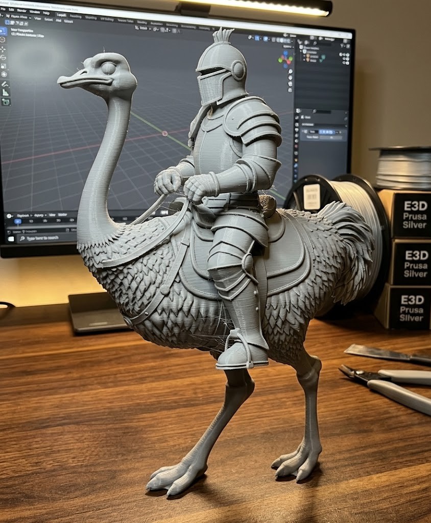knight riding an ostrich