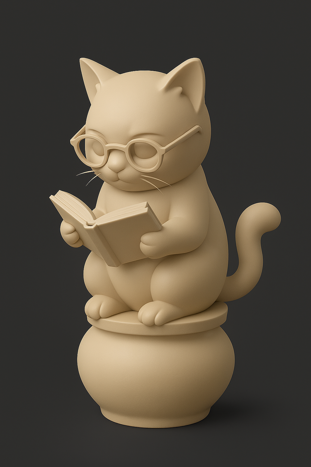 Reading Cat on Pot (with 2 tails)