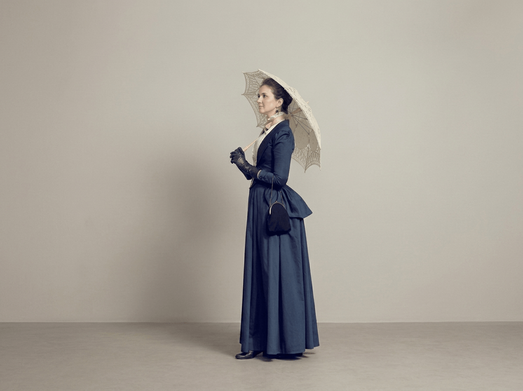 Victorian Art - Lady in Blue with Umbrella
