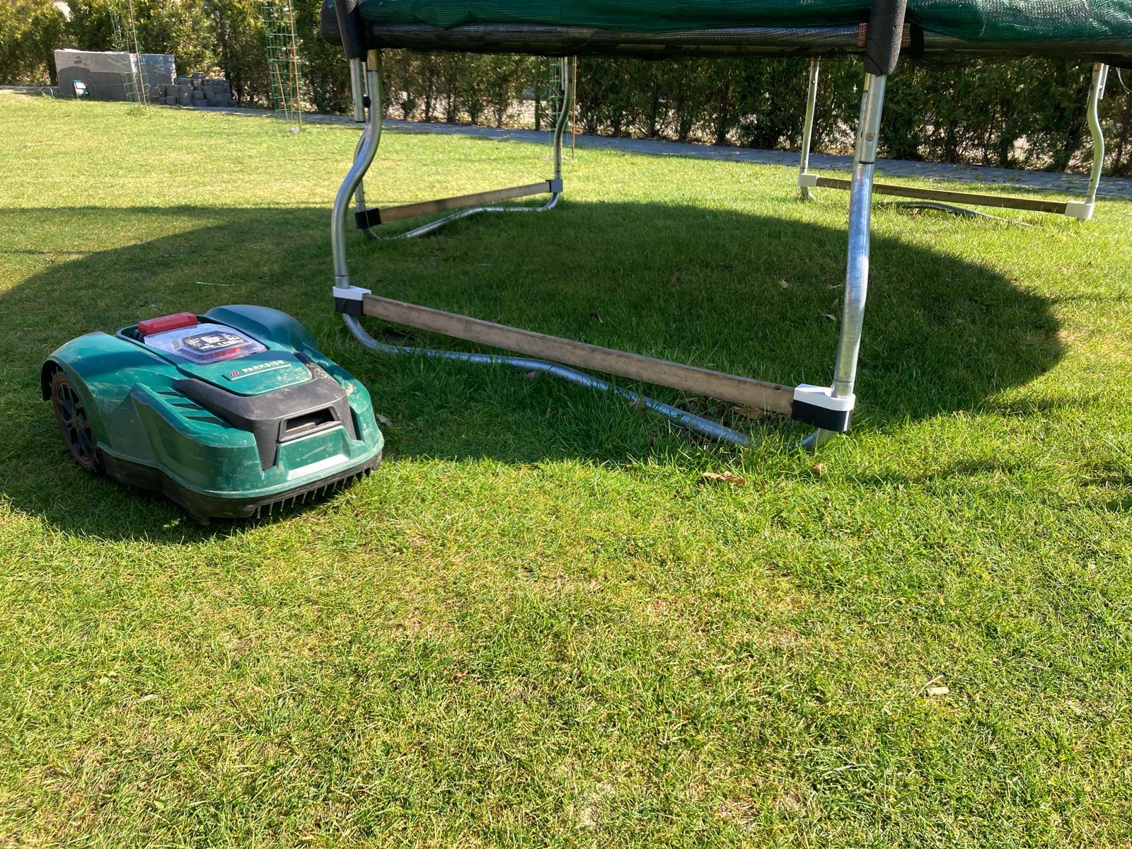 Trampoline Leg Barrier for Robot Lawnmowers