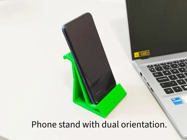 Phone holder in vertical and horizontal orientations