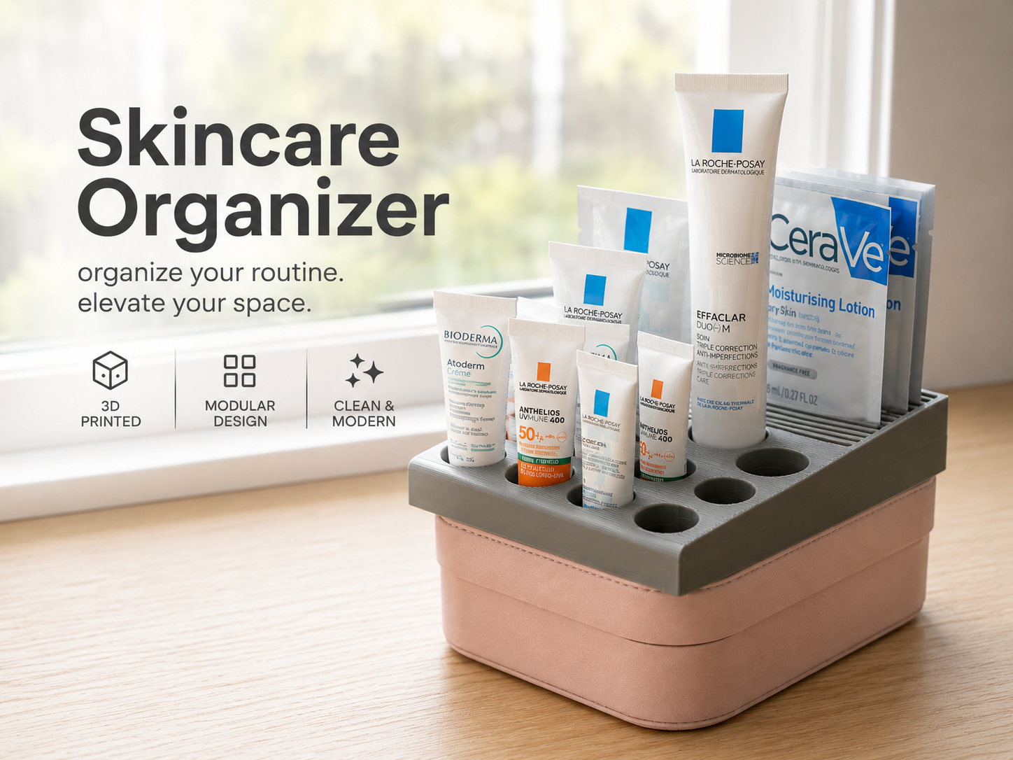 Simple skincare sample organizer