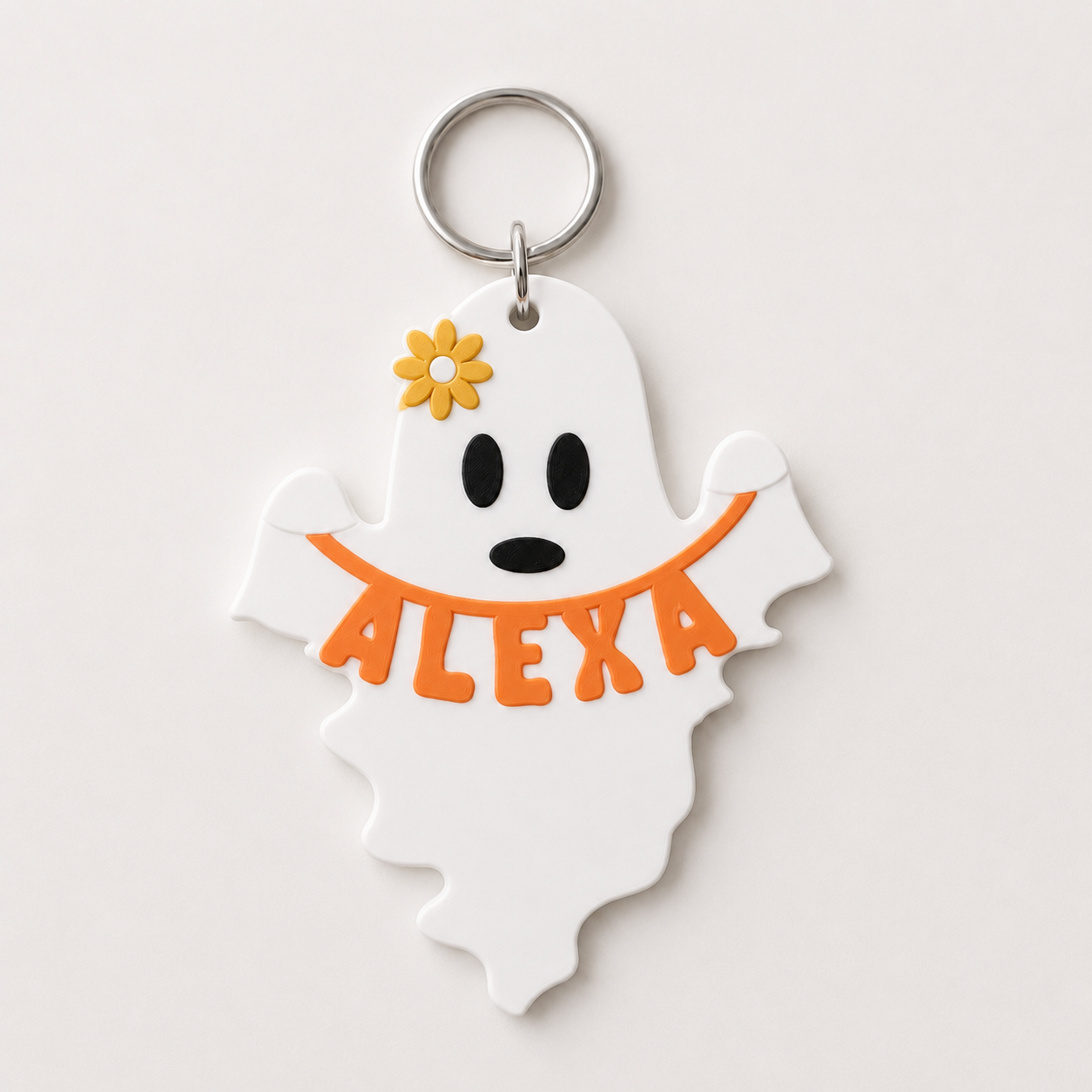 Alexa's ghost shaped name tag