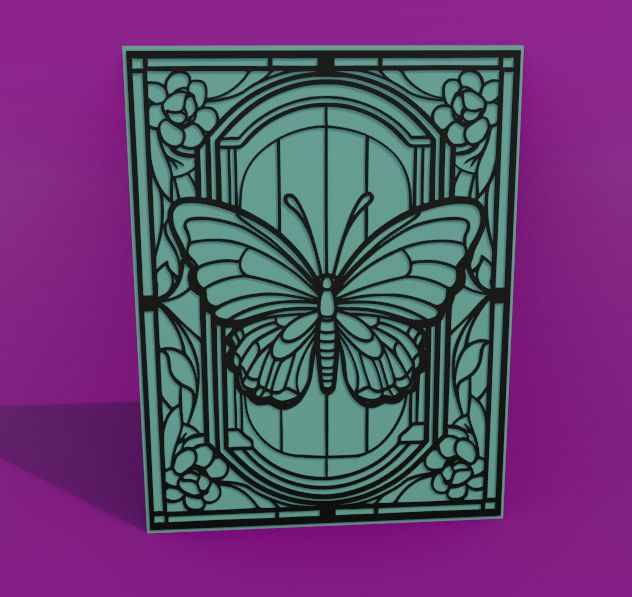 Butterfly in stained glass (with and without background)