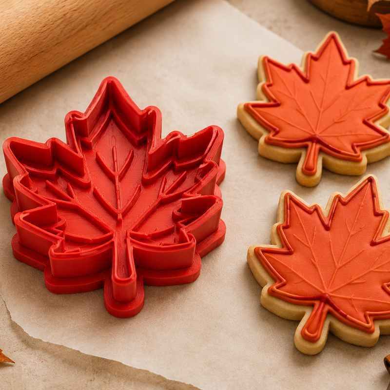 Maple Leaf Cookie Cutter with Vein Stamp by Layer Forge | Download free ...