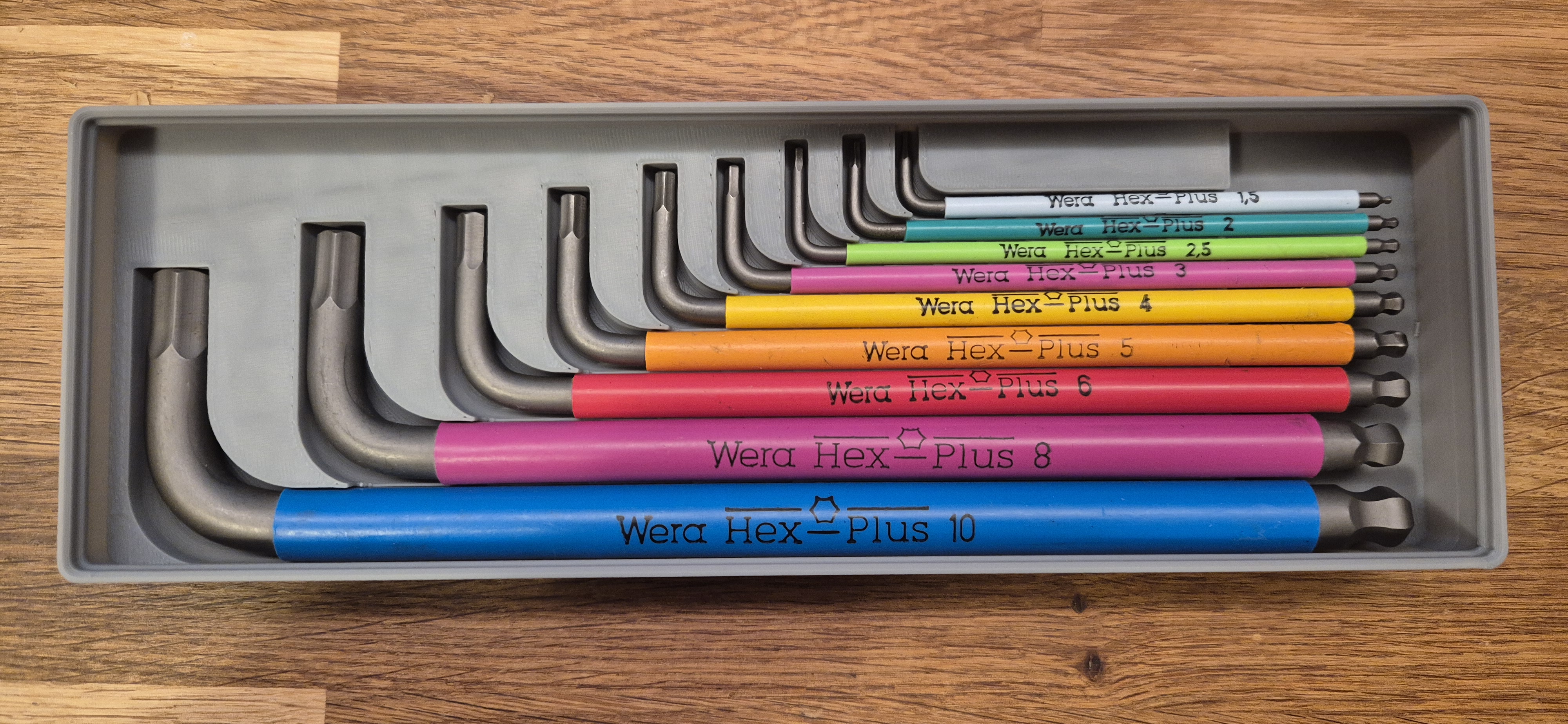 Improved gridfinity bin for Wera L / hex keys