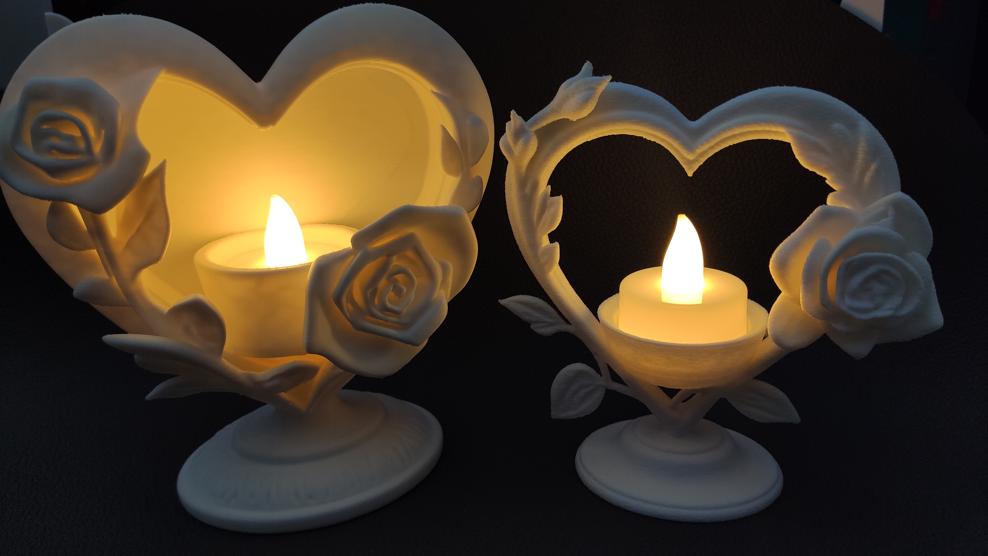 Rose in Heart - LED tealight holders (2pcs)