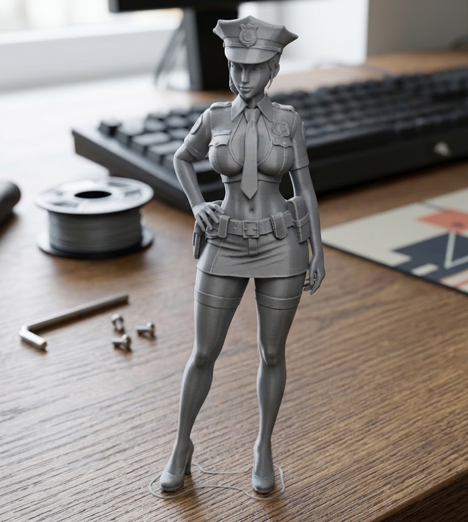 sexy policewoman in short skirt and tie