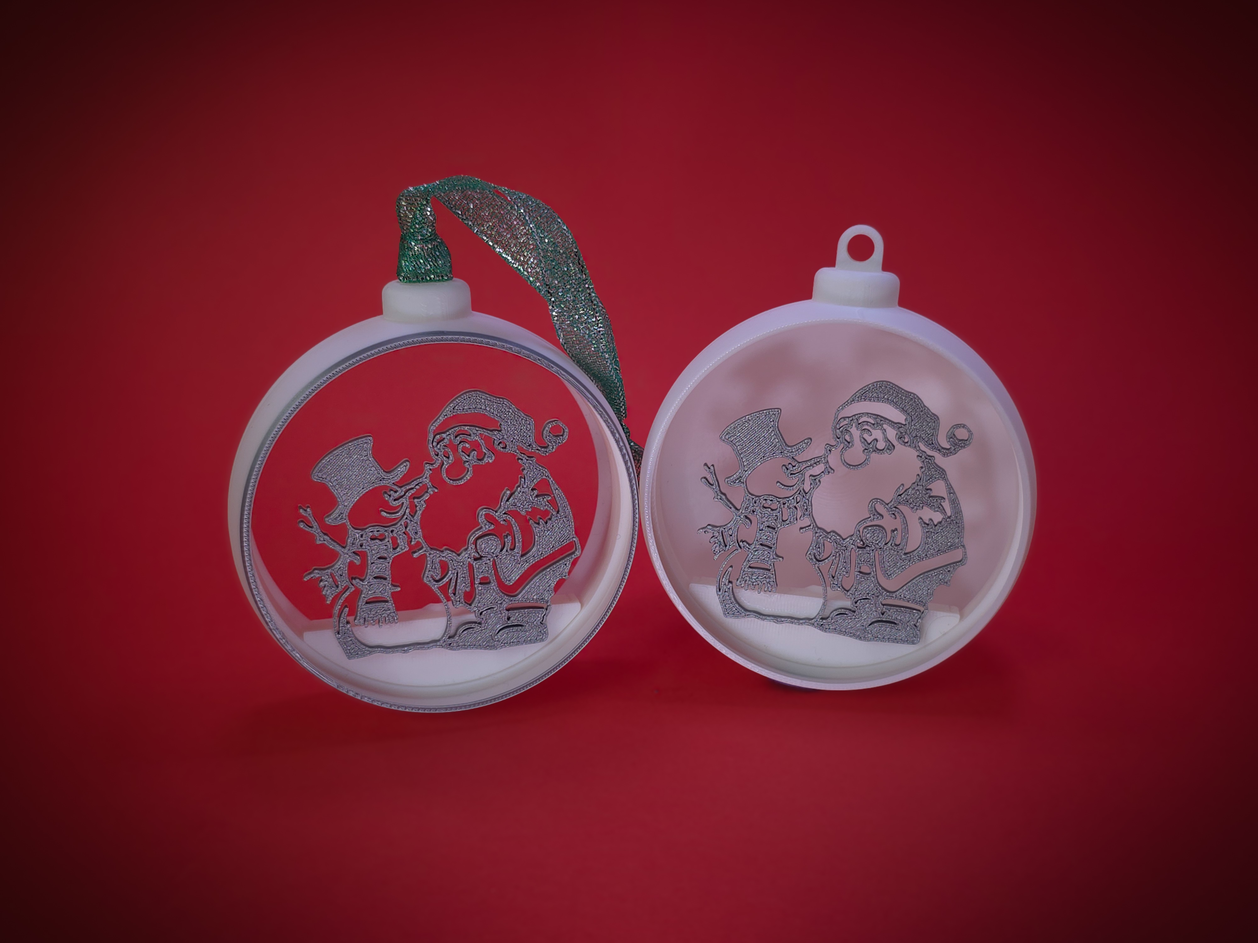 Christmas Bauble Santa Claus and Snowman