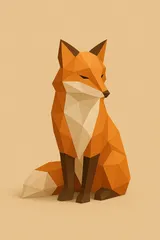 Low poly fox sitting