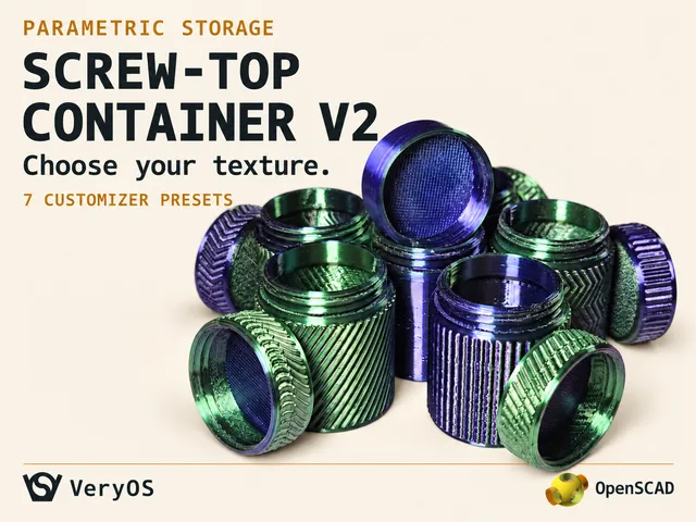 Screw Container - Various Patterns - Parametric OpenSCAD