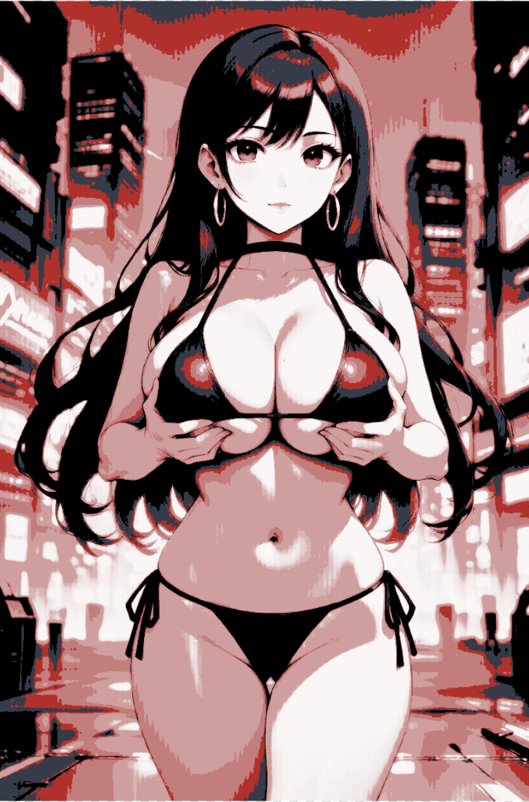 Tifa in cyberpunk canvas