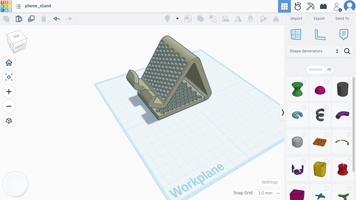 phone holder with place to charge phone with minimum filament