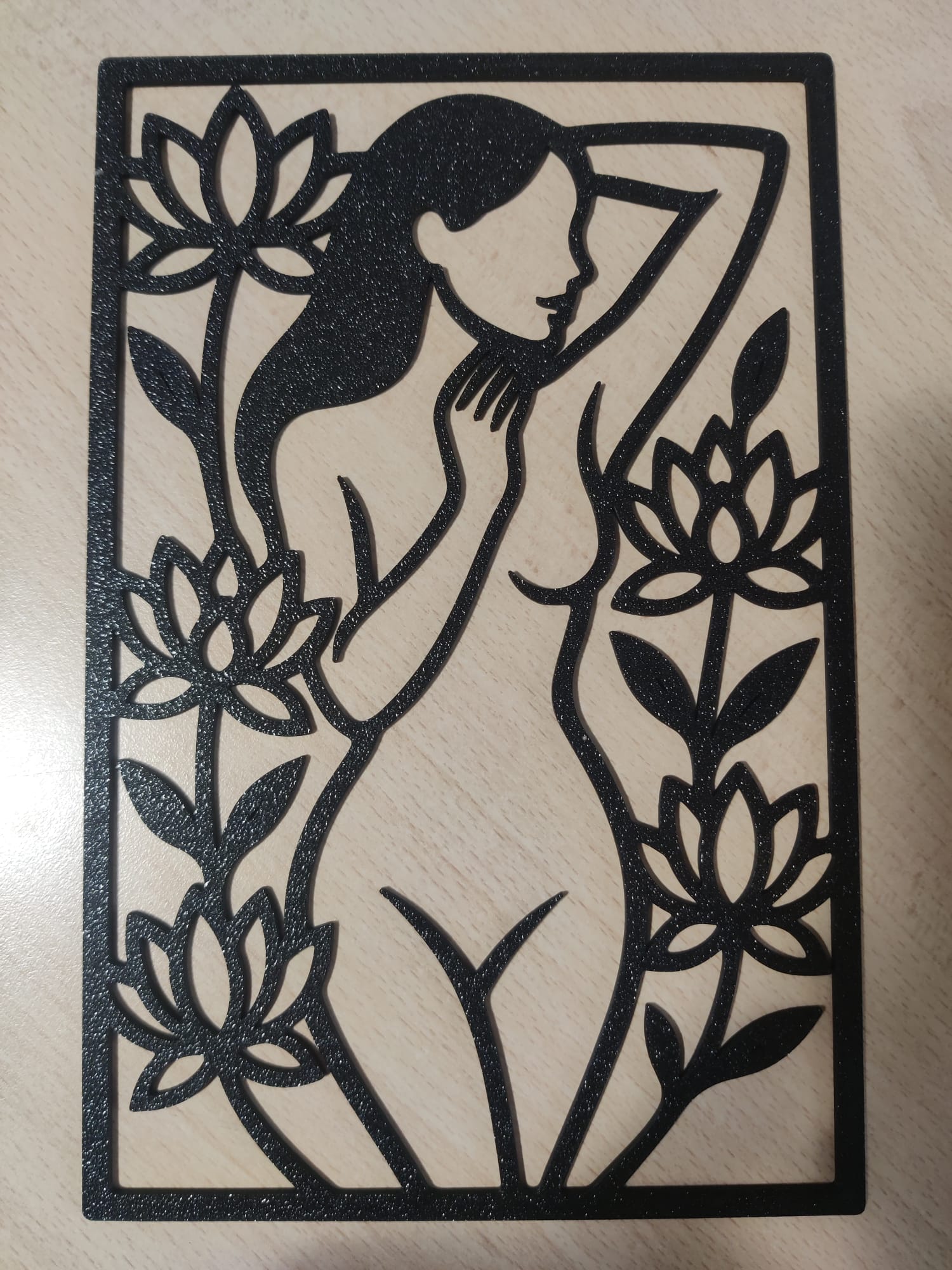 Girl silhouette with lotus flowers