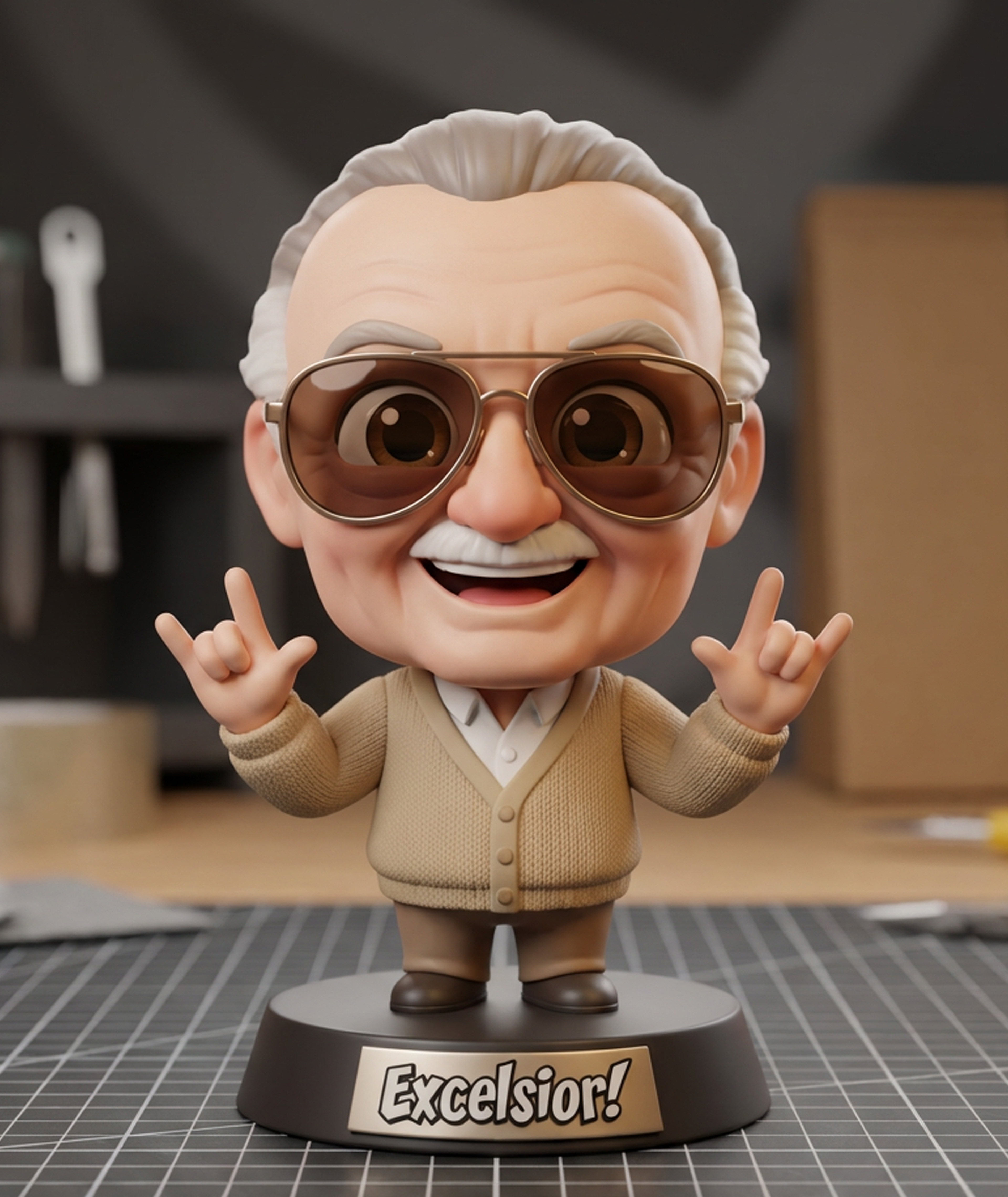 Stan Lee Tribute Statue | Marvel Legend Bobblehead Style