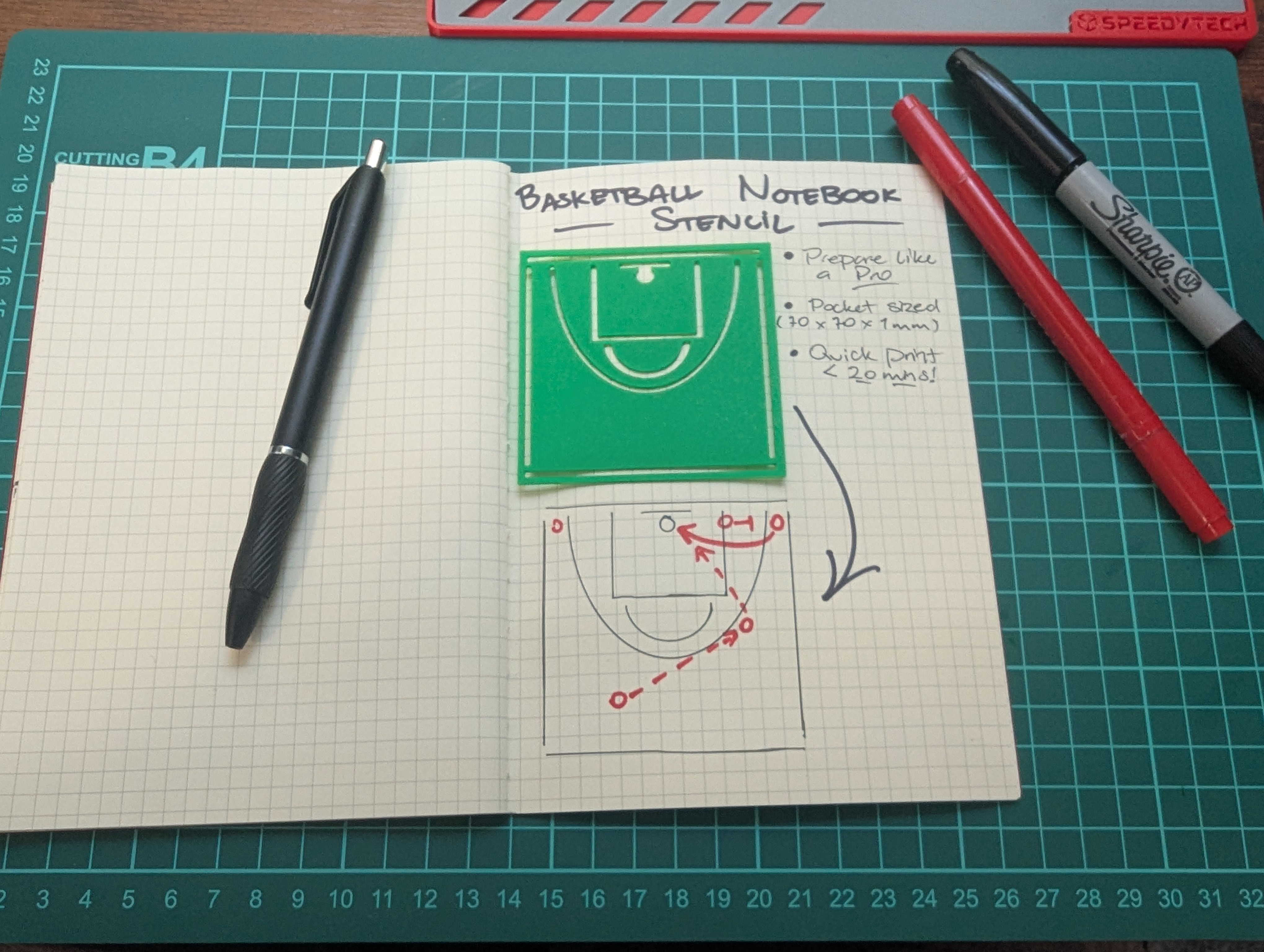 Basketball Notebook Stencil