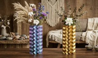 Artisan Geometric 3D Vases - Gold & Chameleon