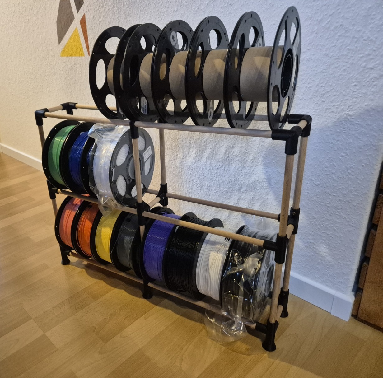 Modulares Regal- und Filamenthalter-System für 12 mm Holzstäbe