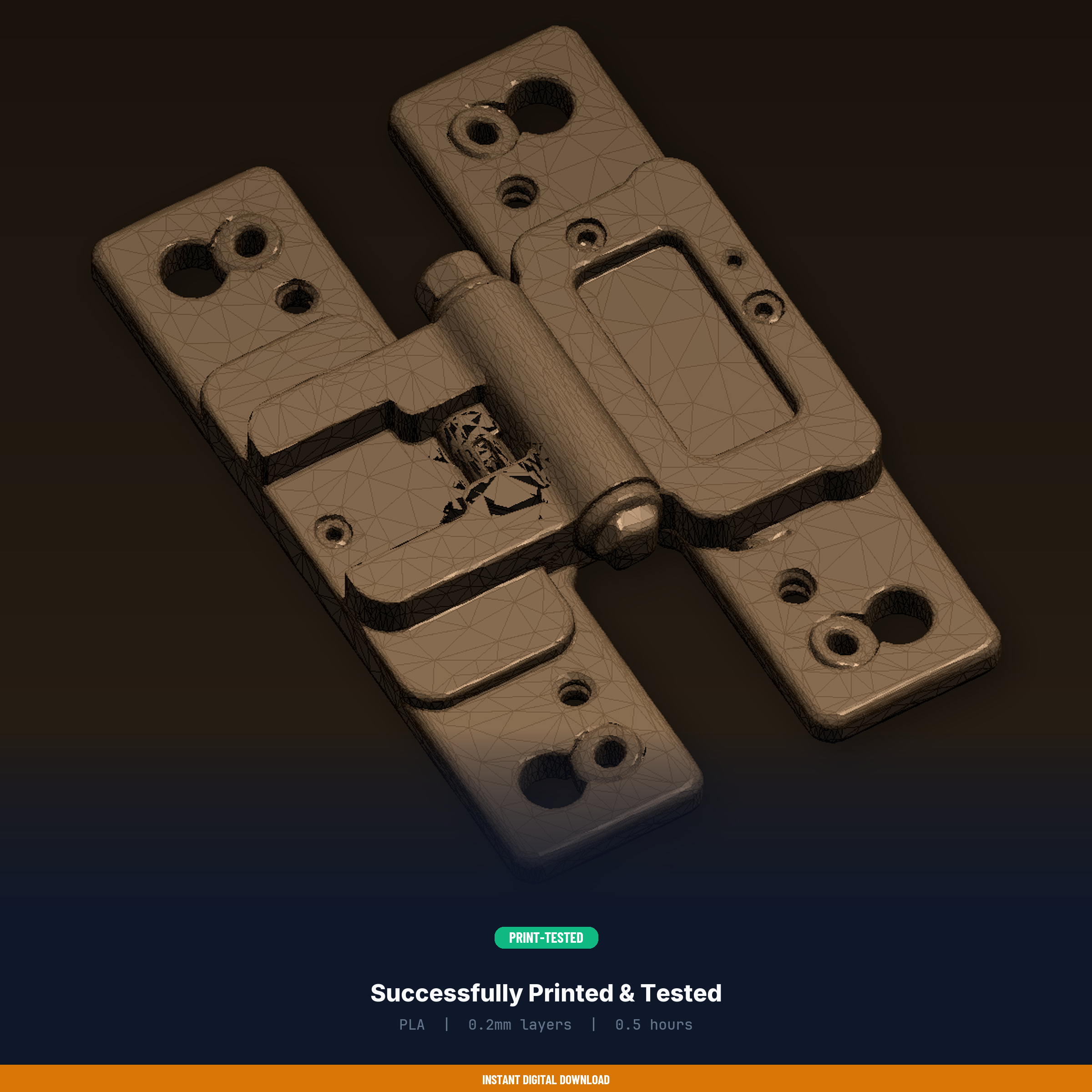 Cassette Deck Door Hinge Replacement, Universal Repair Part, Snap Fit - 3D Printable STL File — miniatura 8