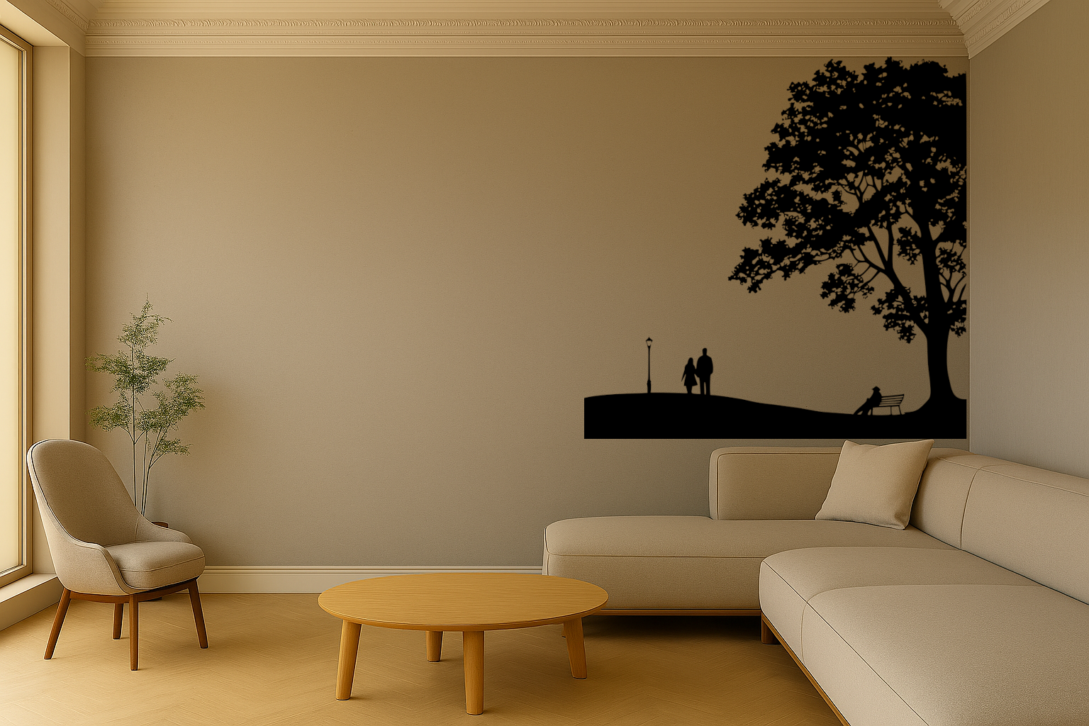 Wall Art Countryside tree park bench couple