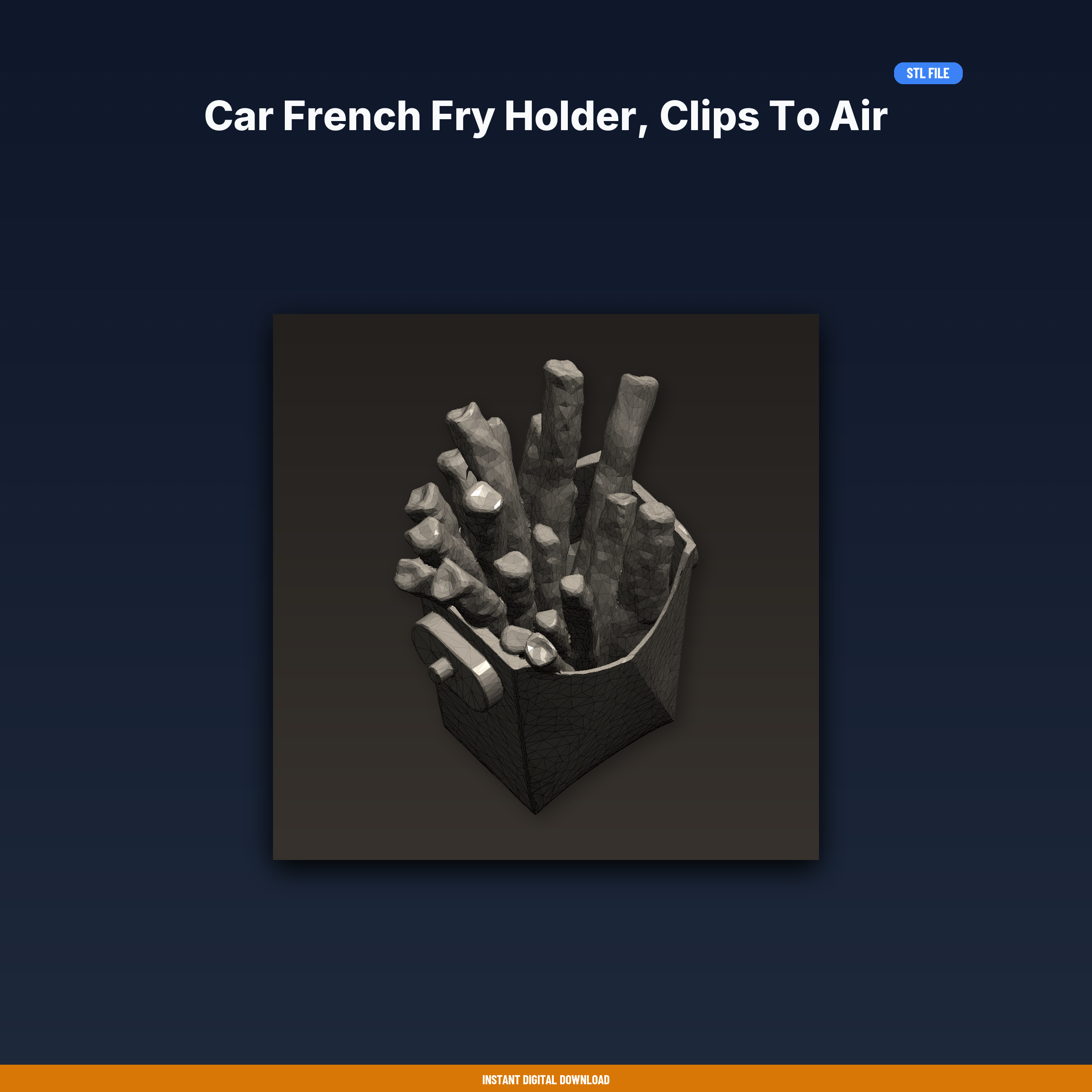Car French Fry Holder, Clips To Air Vent, Fast Food Sauce Holder, - 3D Printable STL File