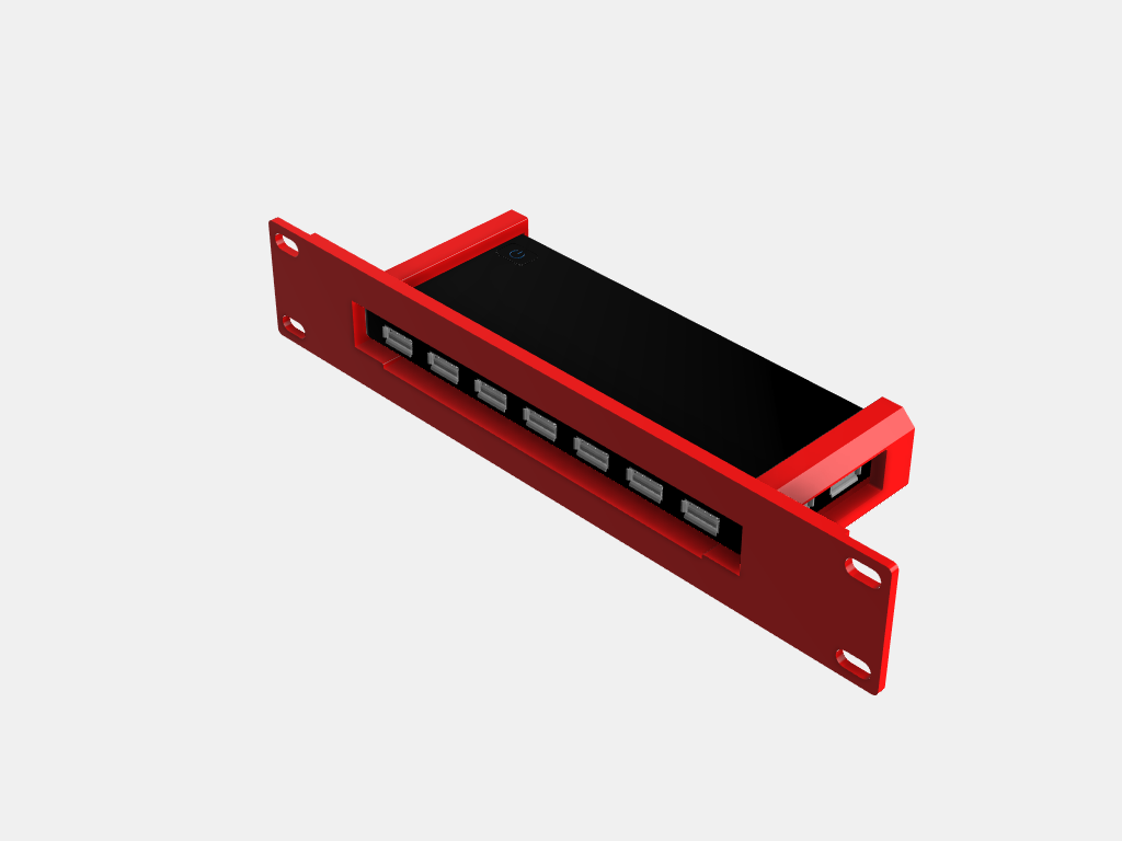 10 Inch Rack - TP-Link USB 3.0 7-Port Hub Holder 3D model