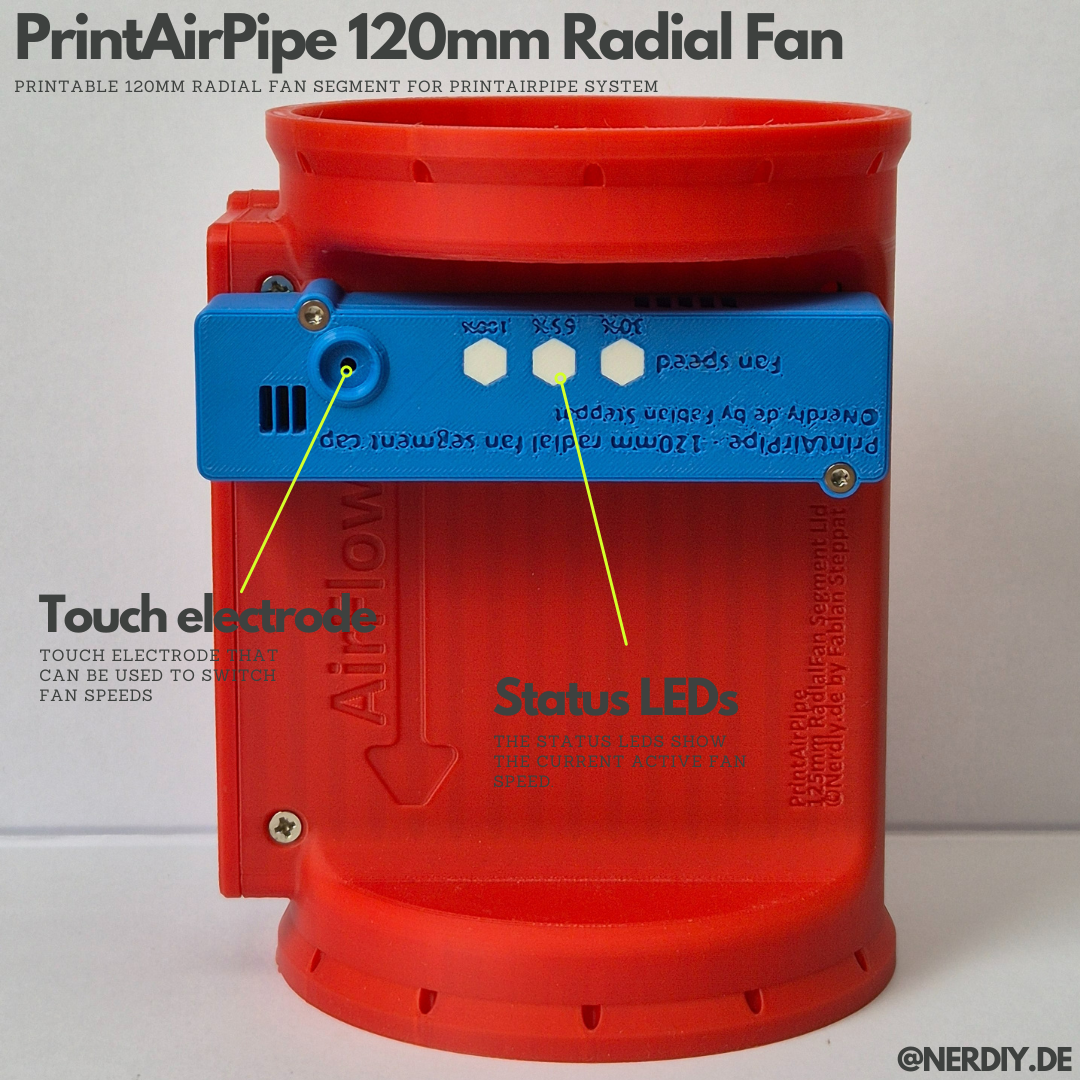 PrintAirPipe – 120mm Radial Fan Segment for 125mm PrintAirPipe system by Nerdiy.de