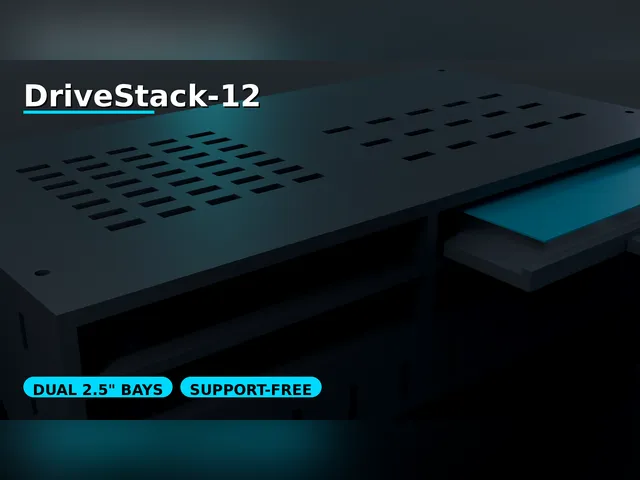 DriveStack-12 — Dual 2.5" Drive NAS Enclosure for Framework Laptop 12 Mainboard (Support-Free)