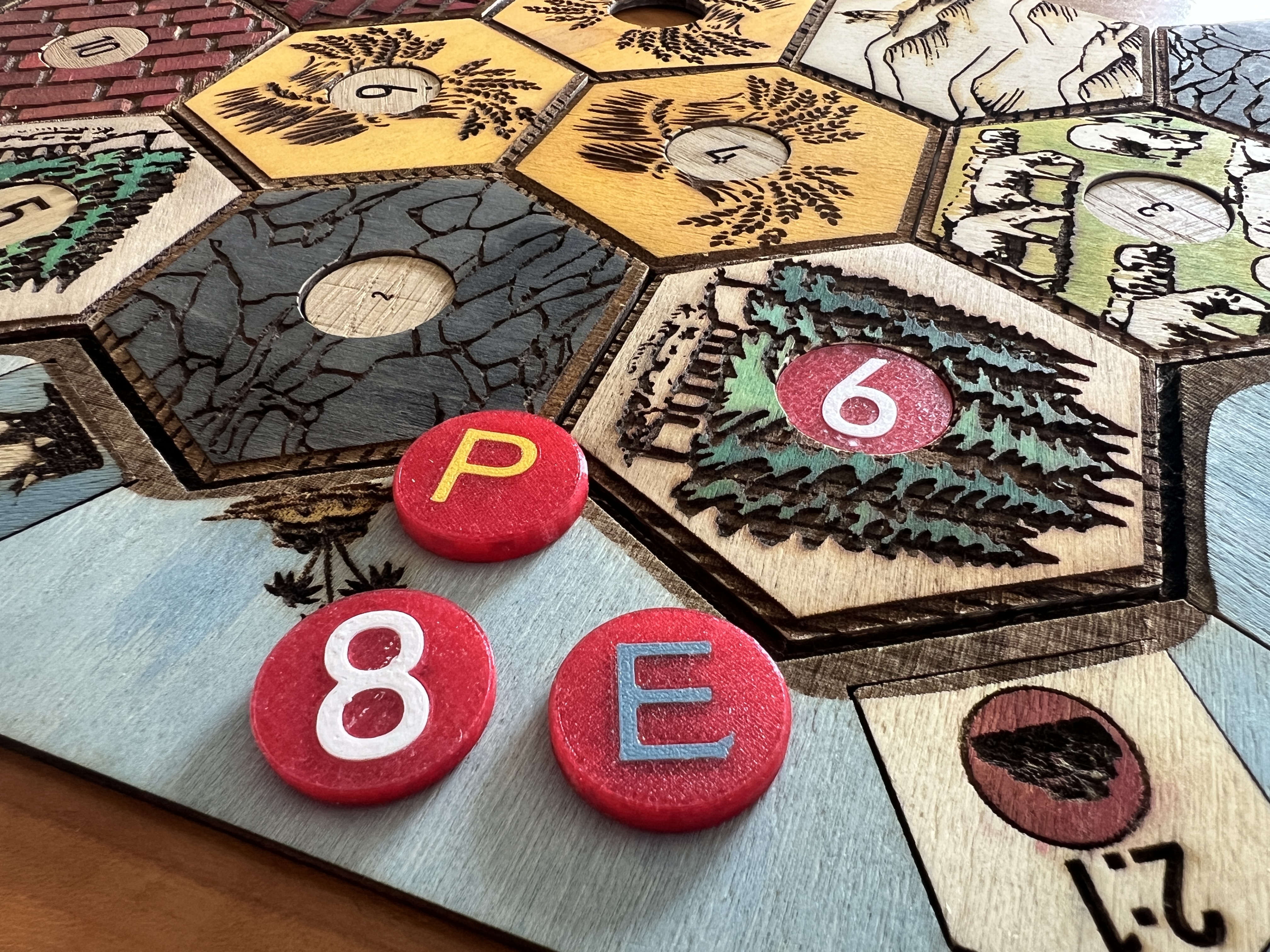 Siedler von Catan Chips (8er & 6er) with Letters on back (MMU) - *.f3d