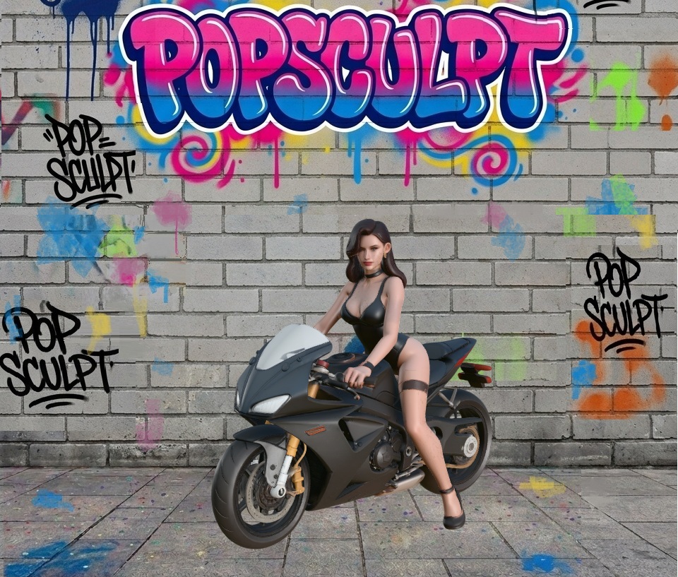 Moto noir & Cavalière sexy
