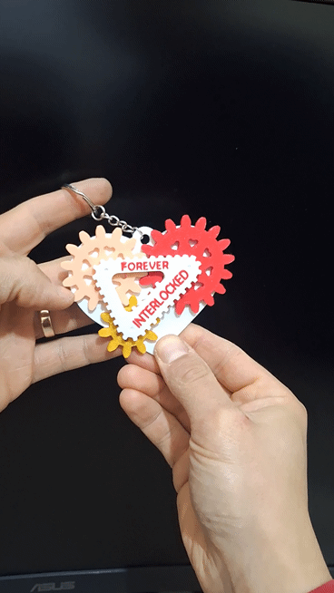 Mechanical Heart Keychain - Interlocked Gear