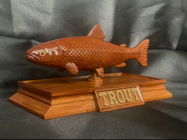 Trout Fish Model with Box Base