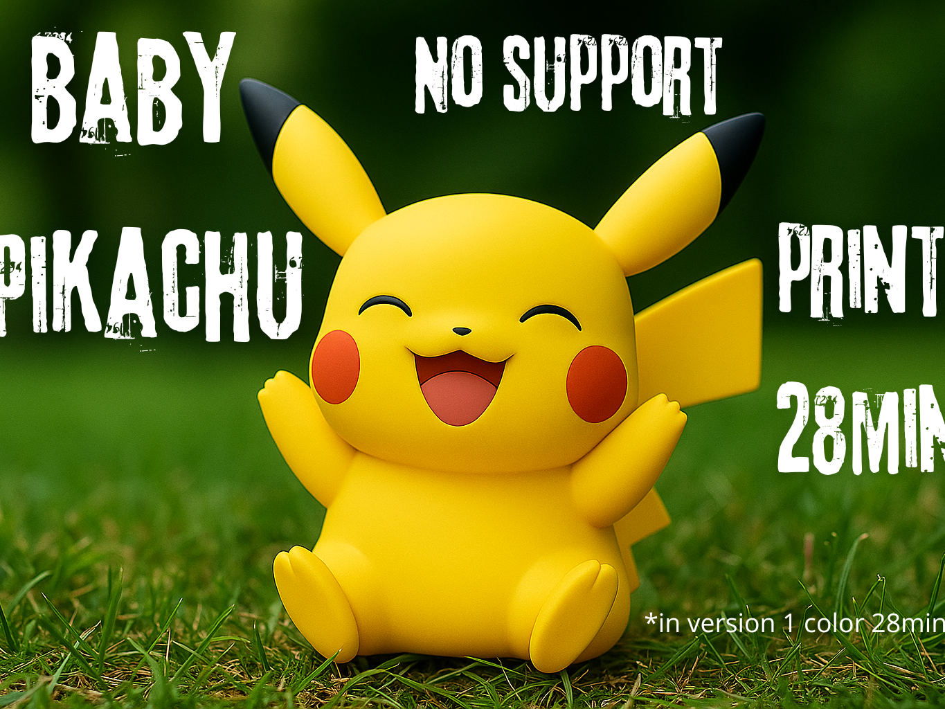Little Baby Pikachu! (No support) print for 28min 3D model by GlitchMaker