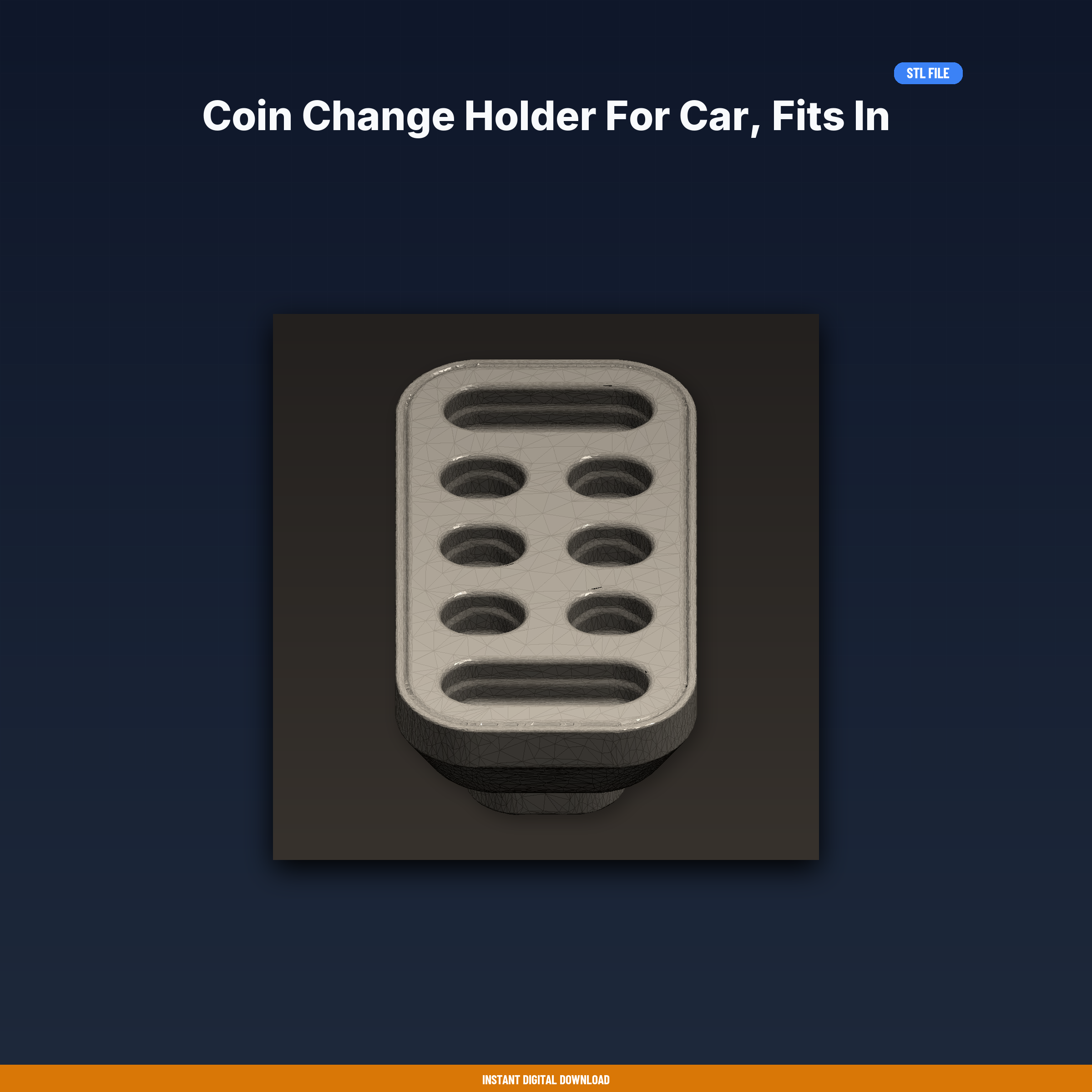 Coin Change Holder For Car, Fits In Console, Sorted Coin Slots, - 3D Printable STL File