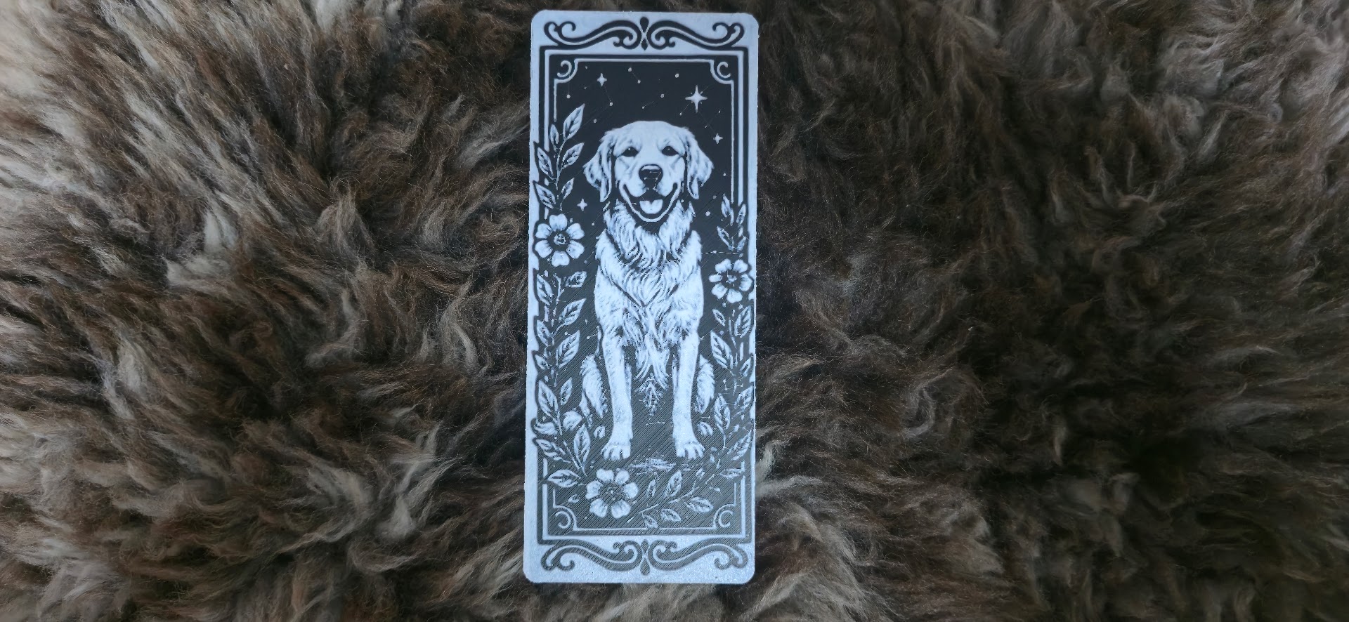 Golden Retriever Floral Frame Bookmark