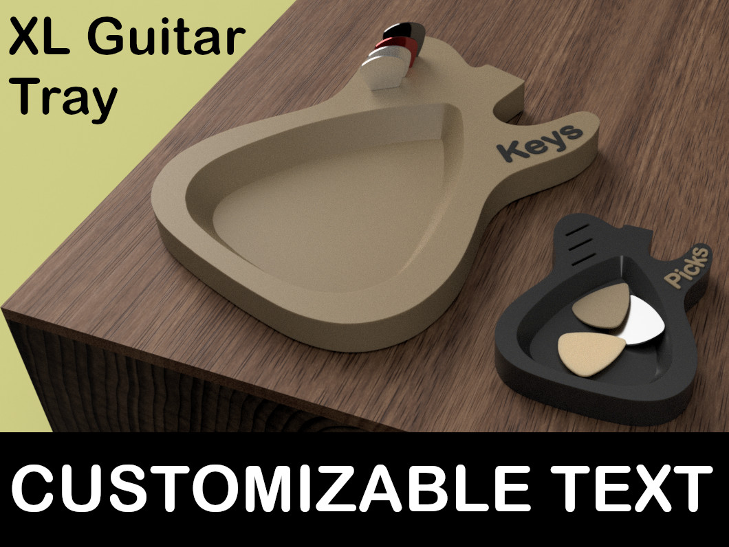 Guitar Pick Holder | XL Keys Tray | Perfect Gift | Customizable Text