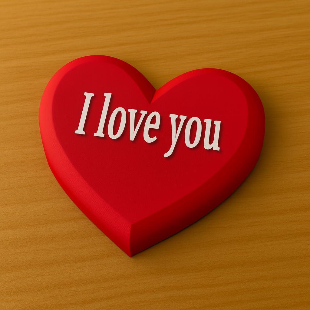 Srdce z nápisem I Love You