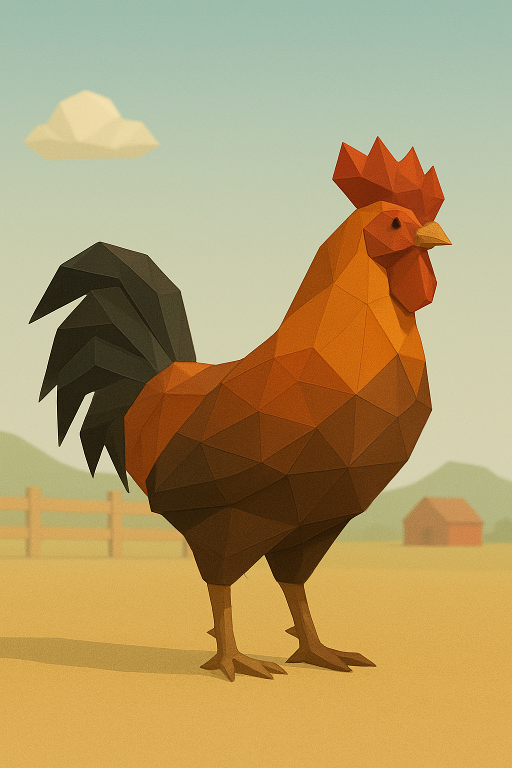 Low poly rooster