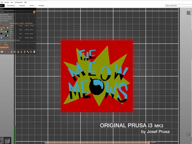 The Meow Meows - multi-colour 3d band logo for single filament printing.