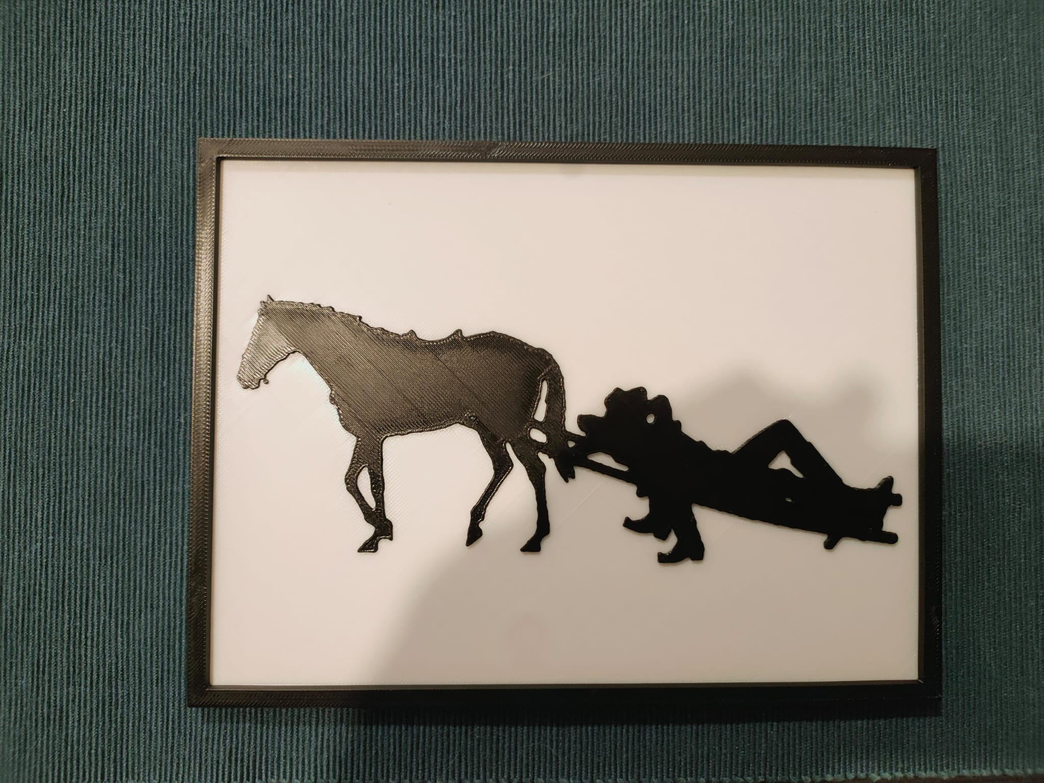 They call me Trinity Wall Plaque silhouette frame 15x20cm and the Horse – Trinity on the travois